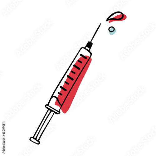 Doodle syringe. AIDS Day. Blood Donor Day. Blood transfusion