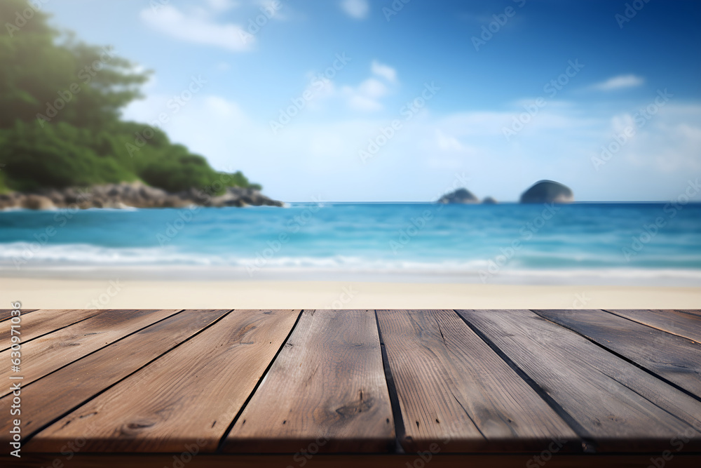 beach with wooden pier