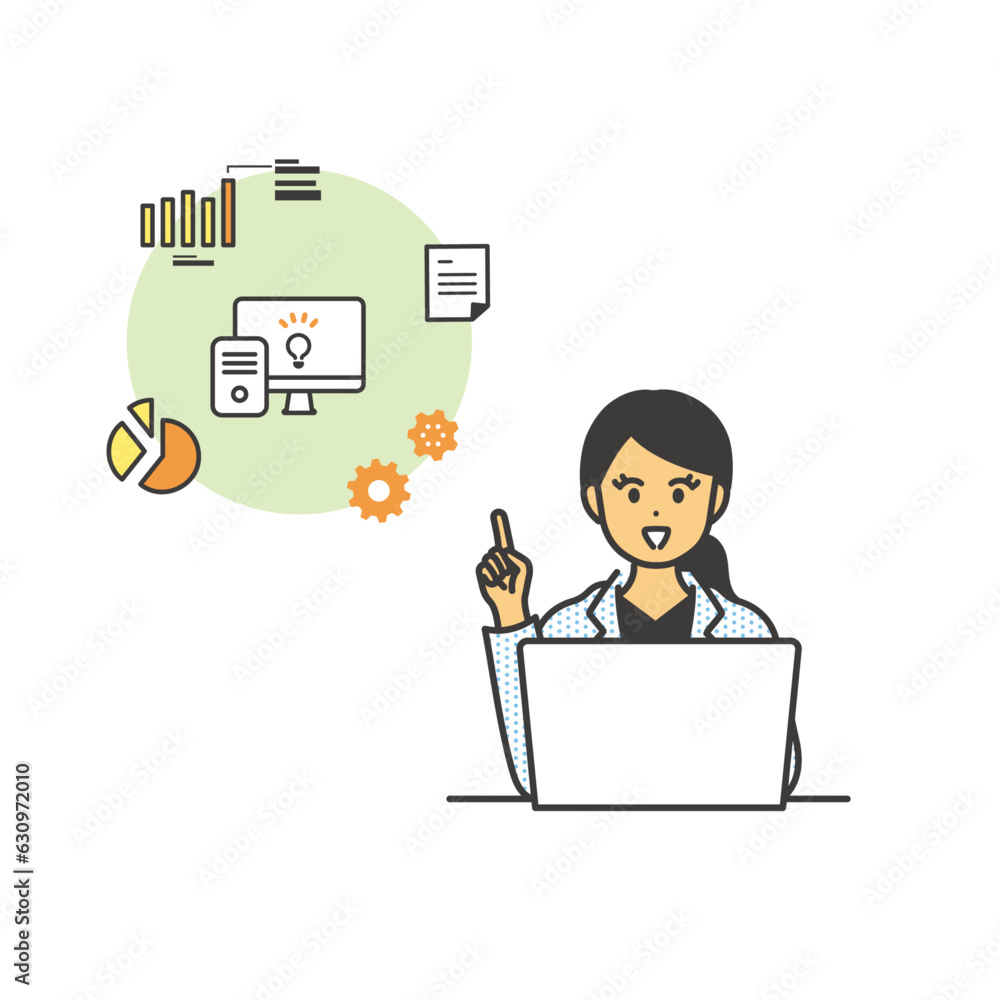 説明するアジア人女性のイメージイラスト素材 Stock Vector | Adobe Stock