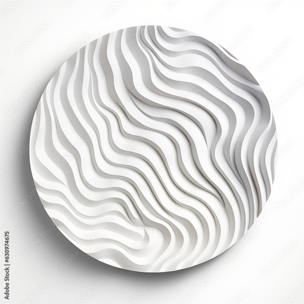 Abstract white paper wave curve lines design, luxury texture with smooth and clean subtle in circle isolated on white background Abstract white paper wave curve lines design, luxury texture with smooth and clean subtle in circle isolated on white background