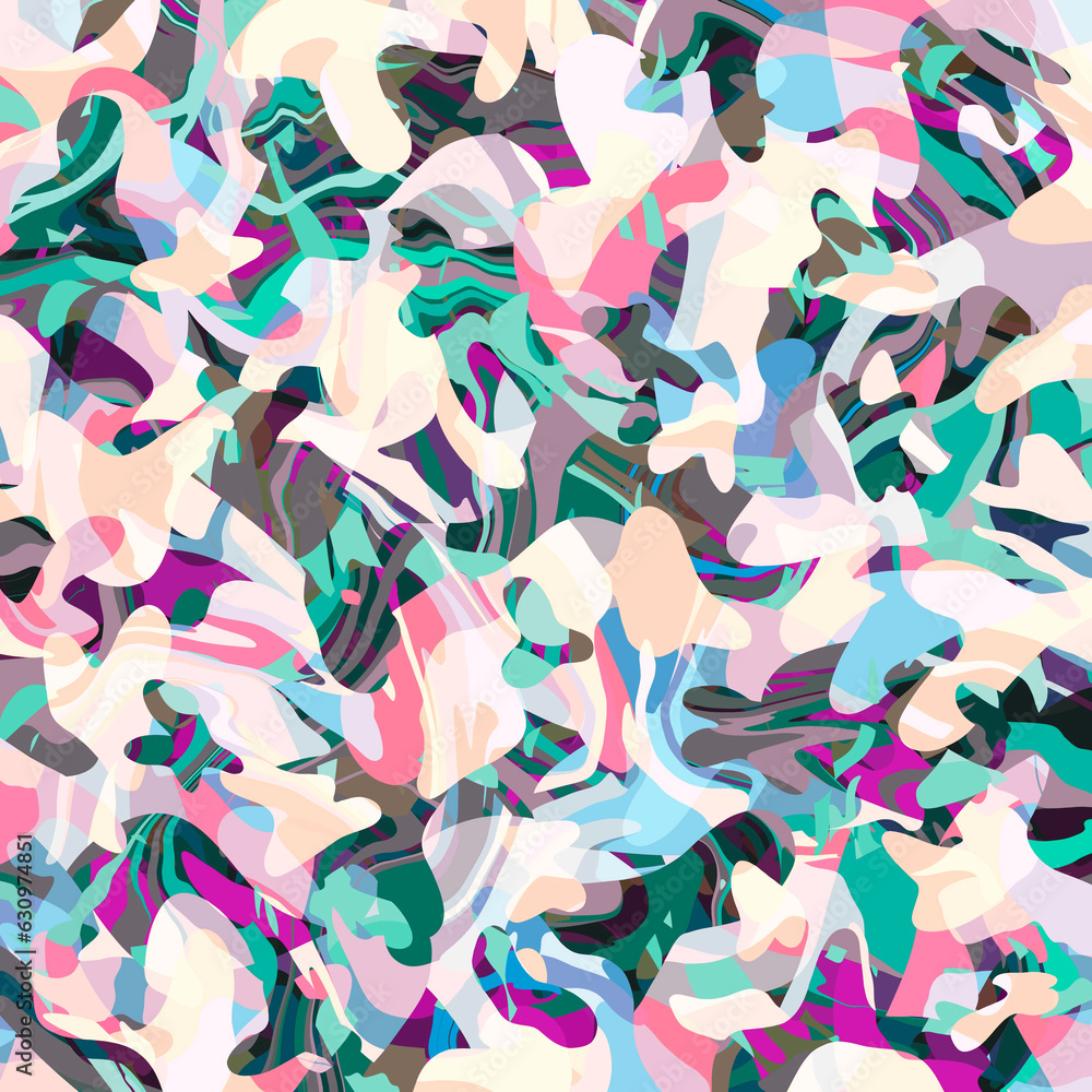 Obraz premium Colorful mosaic geometric shapes layered fabric and paper pattern