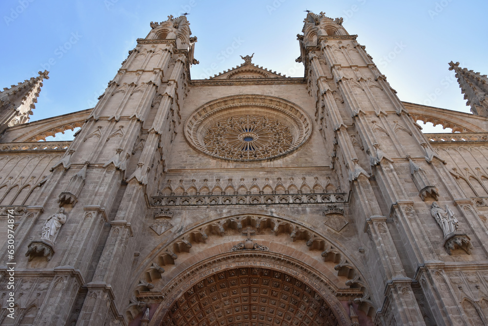 Cathedral of Santa Maria of Palma Main Entrance Low Angle Facade