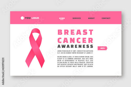 Breast cancer awareness month, landing page vector illustration