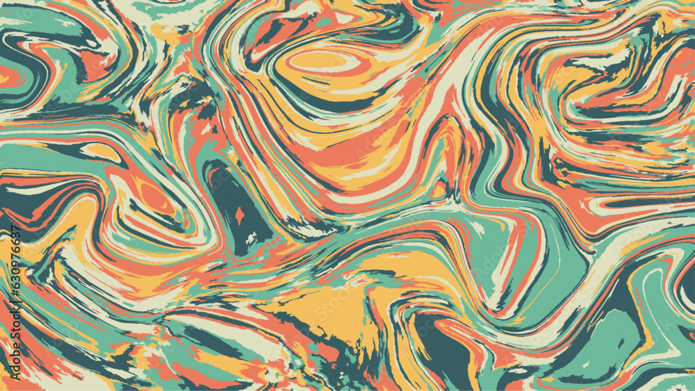 Seamless abstract marble pattern, wood texture, watercolor marble pattern. Ebru style. Natural colorful vector background. Good for fabric, gift wrapping. Unique trendy paint waves and stone vortices