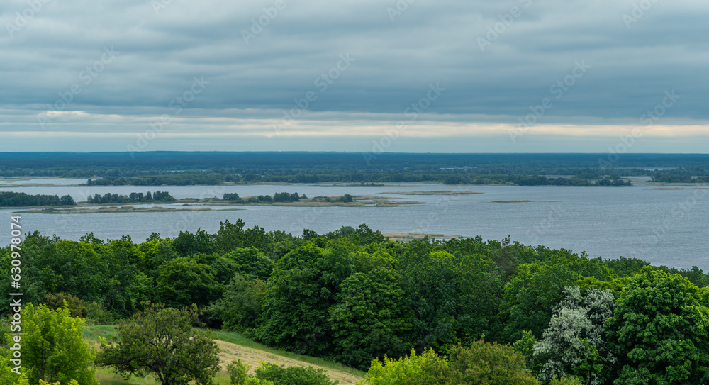 View of the Dnieper River from a high bank.
