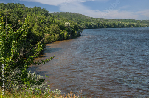 View of the Dnieper River from a high bank.