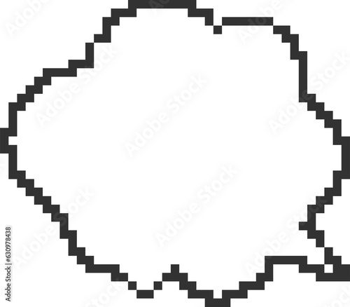Speech bubble pixel art for game chat and dialogue message. Retro digital balloon box frame. Comment window