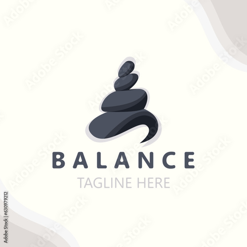Balance stone logo massage stone yoga, rock arrangement for spa and health meditation symbol
