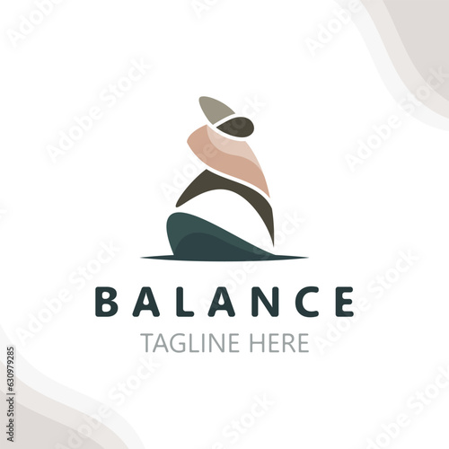 Balance stone logo massage stone yoga, rock arrangement for spa and health meditation symbol