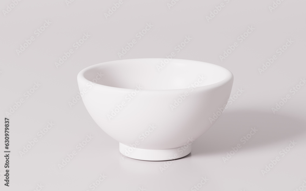 A white bowl in the white background, 3d rendering. A white bowl in the white background, 3d rendering.