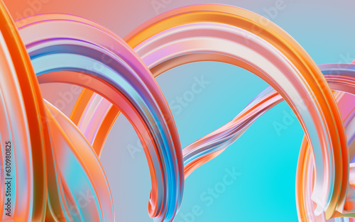 Abstract gradient curve background, 3d rendering.