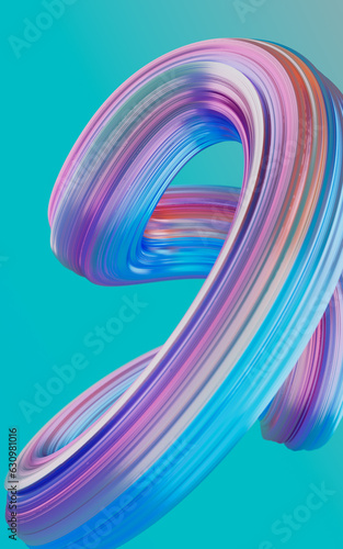 Abstract gradient curve background, 3d rendering.