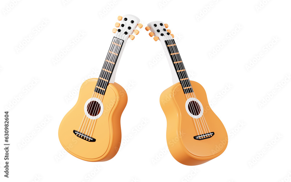 Obraz premium Cartoon guitar model, 3d rendering.