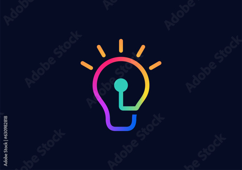 innovative, colorfull and sleek logo symbol of a light bulb, embodying modernity and creative ideas