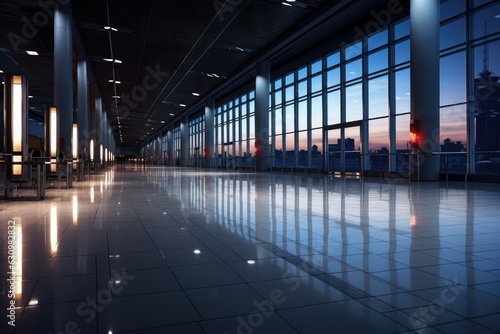 Empty departure lounge in airport, AI Generated