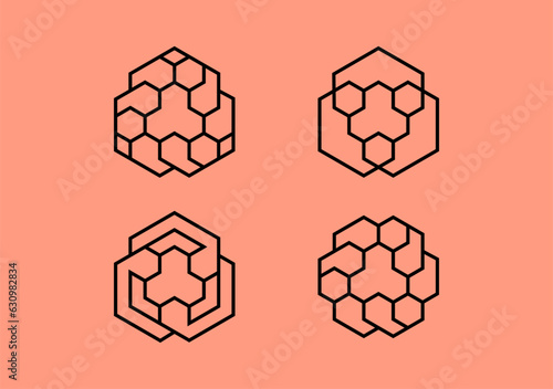 set of shapes, Logo collection, based on a cube shape, exudes versatility and modernity with captivating geometric artistry