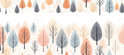 Seamless pattern with autumn trees. Scandinavian style.