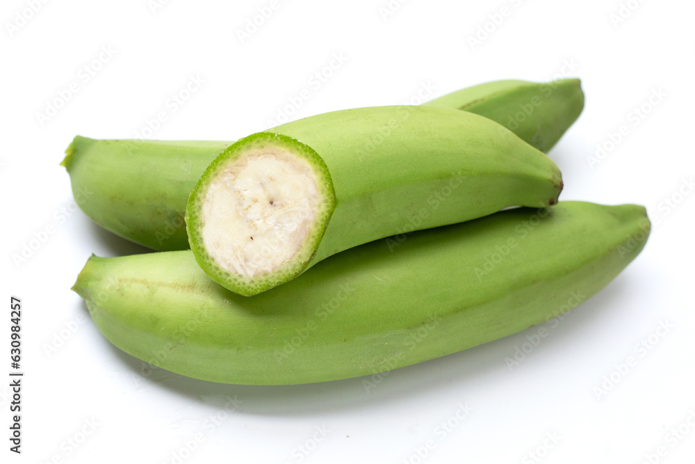 Raw banana isolated on white background. Raw banana isolated on white background.