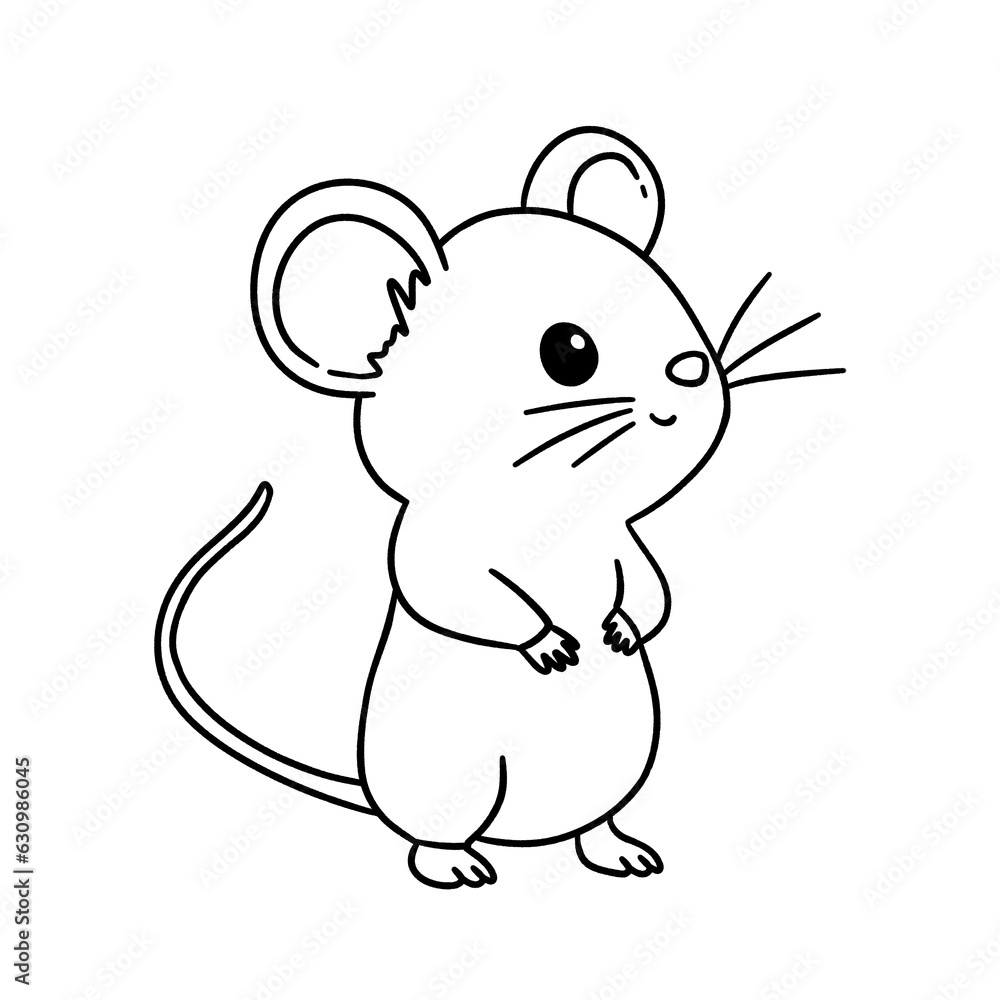 Fototapeta premium mouse coloring line