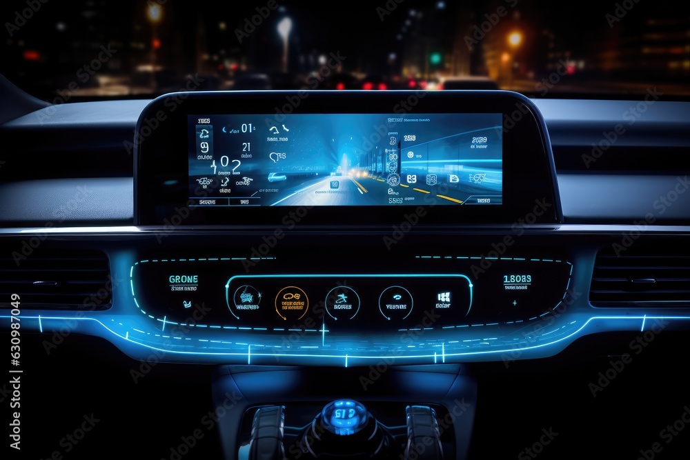 Technology on a new car dashboard.