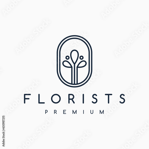 with line style logo icon design template vector illustration flowers