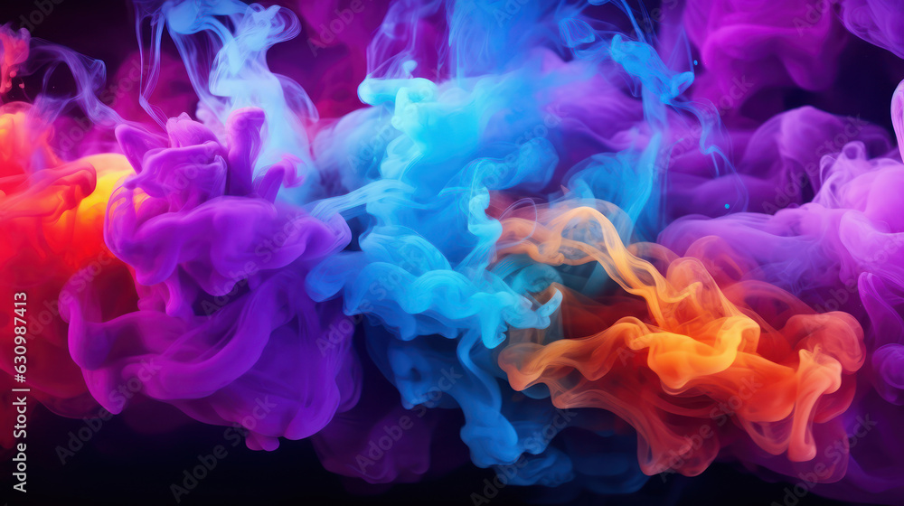 Abstract colorful neon ink explosion on black background Abstract colorful neon ink explosion on black background