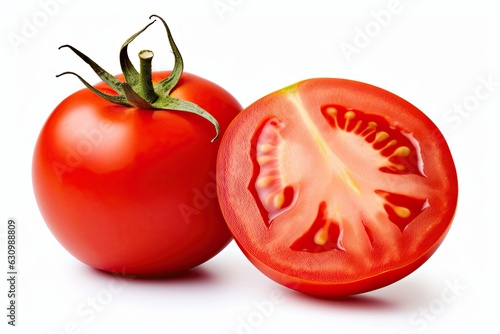 Wallpaper Mural Delicious Tomato Closeup on White Background Isolated. Fresh and Juicy Red Fruit Torontodigital.ca