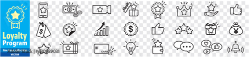 Loyalty Program & SNS marketing vector icons set