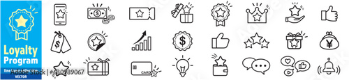 Loyalty Program & SNS marketing vector icons set