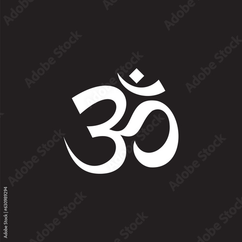 Hinduism om symbol icon on a black background