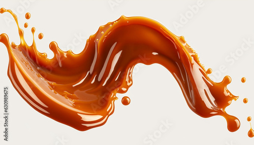 Caramel sauce splash isolated on white background with clipping path photo