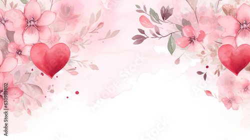 watercolor heart flower background