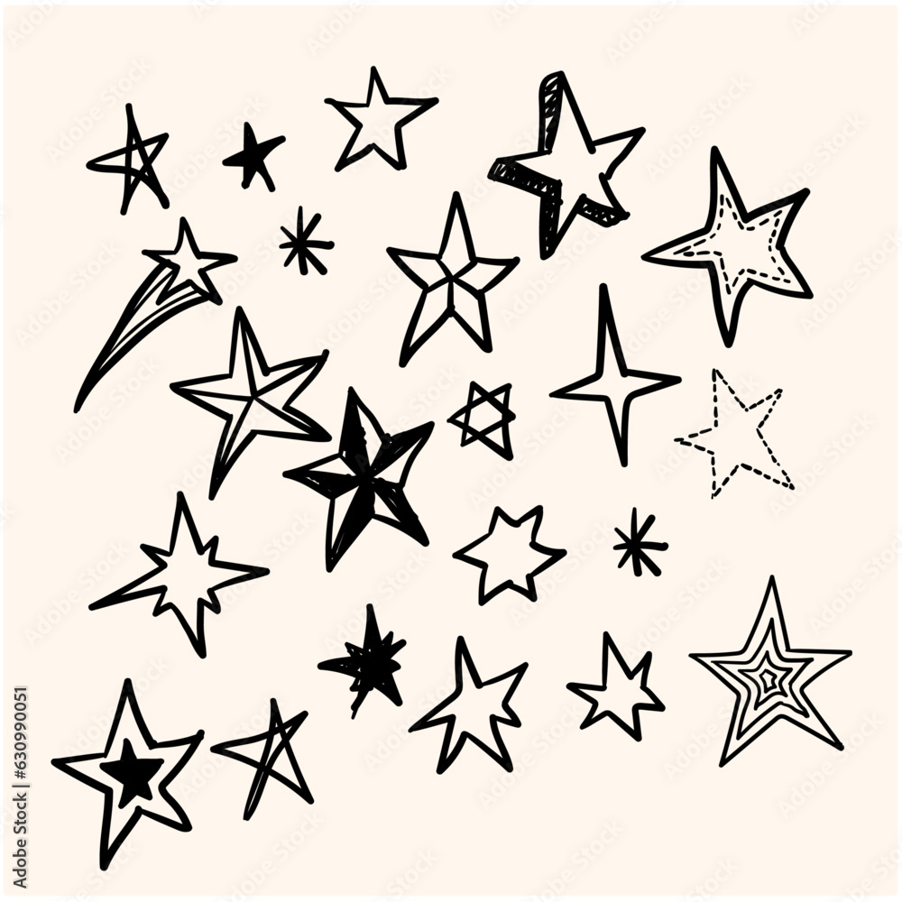 Star Doodles, hand drawn vector illustration. Star Doodles, hand drawn vector illustration.