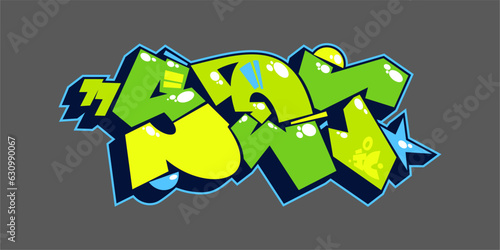 Trendy Colorful Abstract Urban Graffiti Street Art Word Lettering Vector Illustration Template Element