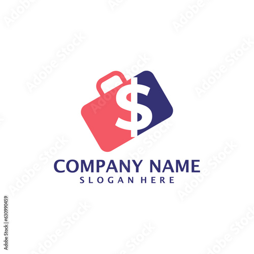 Money Suitcase logo design vector. Suitcase logo design template concept