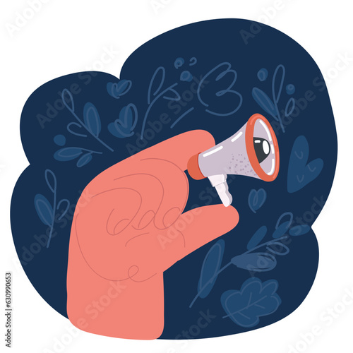 Cartoon vector illustration of Hands holding different objects concept. Set of hand holding light bulb and laptop, mouse, contract pen, like. Innovation technology and creativity, social media content