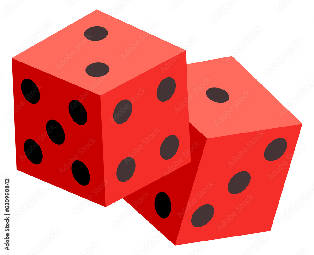 Red dices icon. Gambling cubes. Chance symbol Red dices icon. Gambling cubes. Chance symbol
