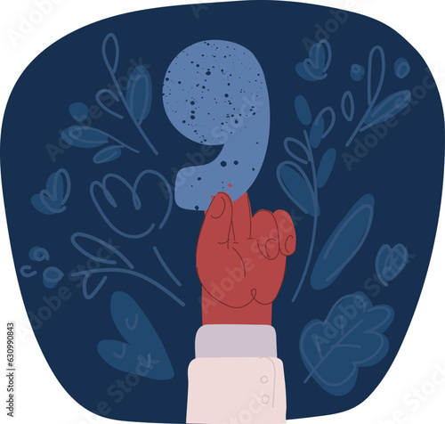 Cartoon vector illustration of hand holding number nine