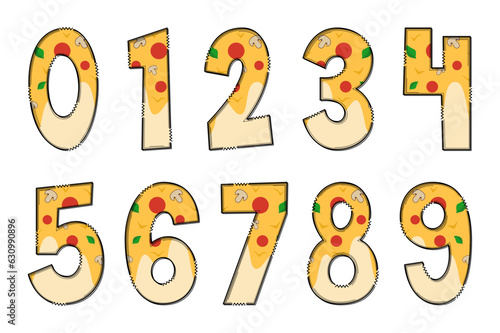 Handcrafted Pizza Number. Color Creative Art Typographic Design