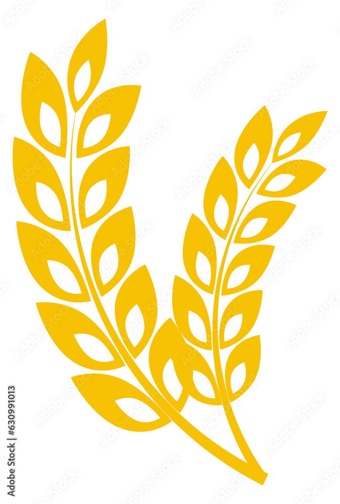Fototapeta premium Golden wheat ears. Farm crop yellow label