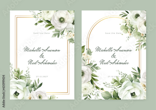 Wedding Invitation, save the date, thank you, rsvp card Design template. Vector illustration.