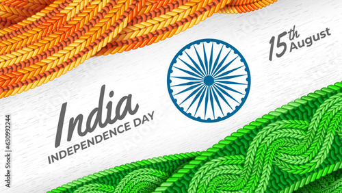 Orange and Green Knit Fabric as India Independence Day Background