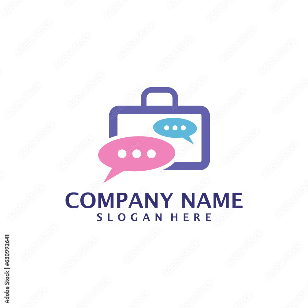 Chat Suitcase logo design vector. Suitcase logo design template concept Chat Suitcase logo design vector. Suitcase logo design template concept