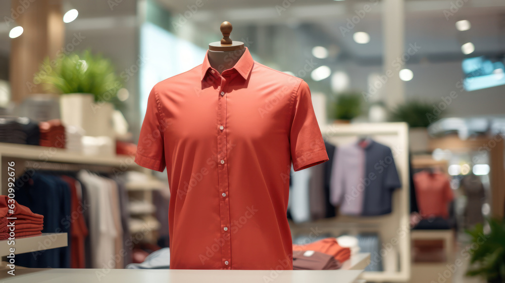 Trendy cotton Men shirt display on mannequin in clothes shop. Trendy cotton Men shirt display on mannequin in clothes shop.