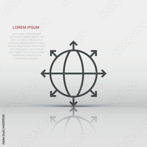 Earth planet icon in flat style. Globe geographic vector illustration on white isolated background. Global communication business concept. © Lysenko.A