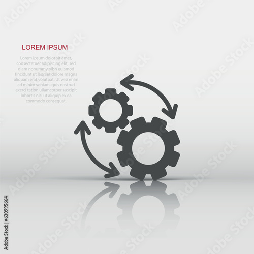 Workflow icon in flat style. Gear effective vector illustration on white isolated background. Process organization business concept.