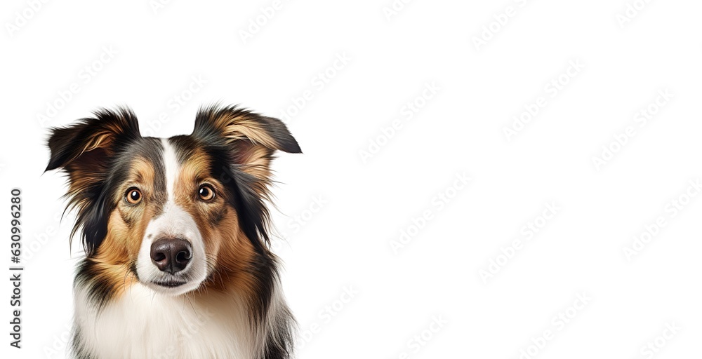 close-up border collie dog isolated on white background