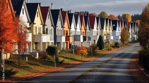 Germany- Bavaria- Elchingen- Row of modern suburban houses generative ai photo