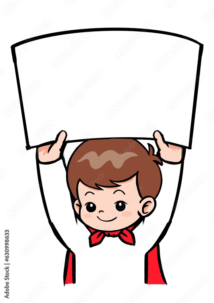 Children's cartoons are heroes, holding signs for both boys and girls. Children's cartoons are heroes, holding signs for both boys and girls.