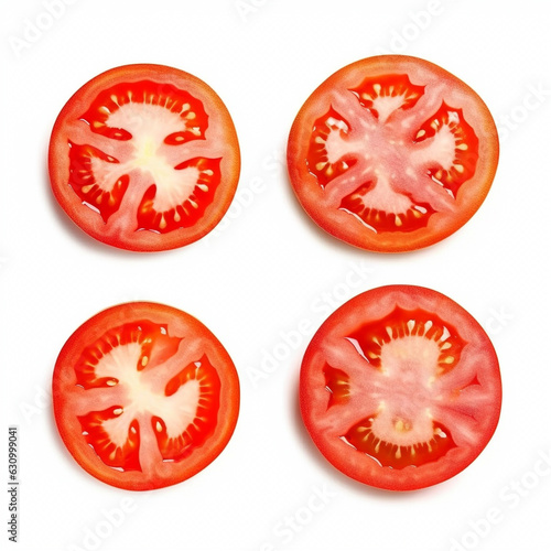 Tomato Slices Top-View Isolate On White Background